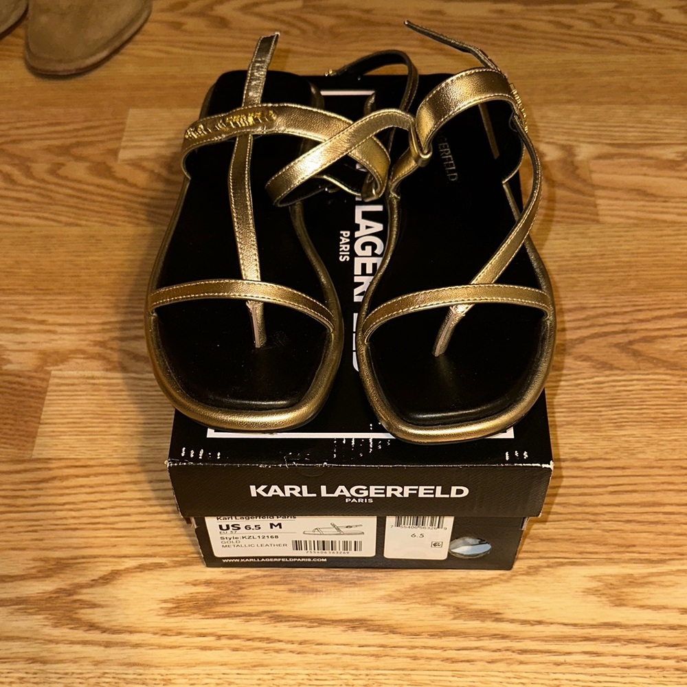 Karl Lagerfeld Paris Metallic Gold Sandals